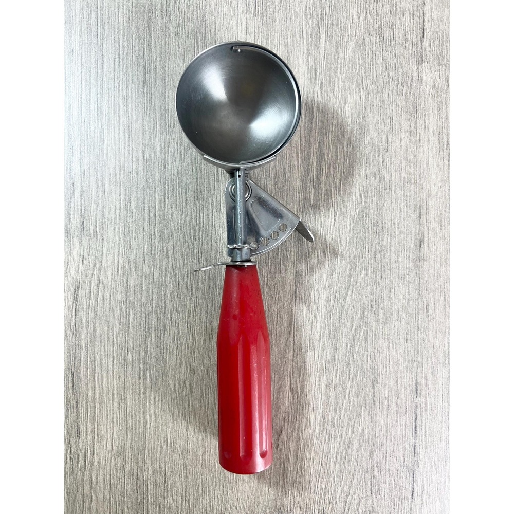 Vtg 50'S Red Bakelite Handle Croford Stainless Ice Cream Dipper Scoop
